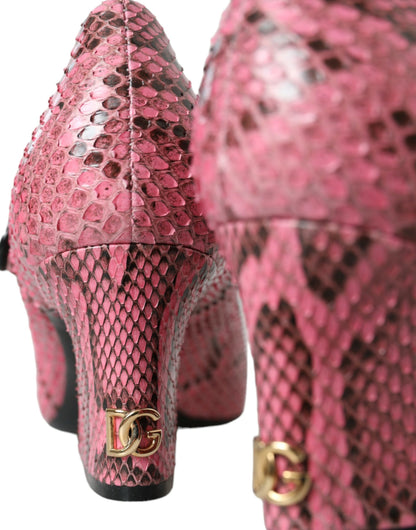 Dolce &amp; Gabbana – Mary-Jane-Absatzschuhe aus Pythonleder in Rosa