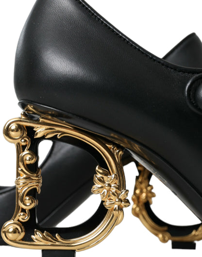 Dolce &amp; Gabbana – Mary-Jane-Pumps aus schwarzem Leder mit Logo