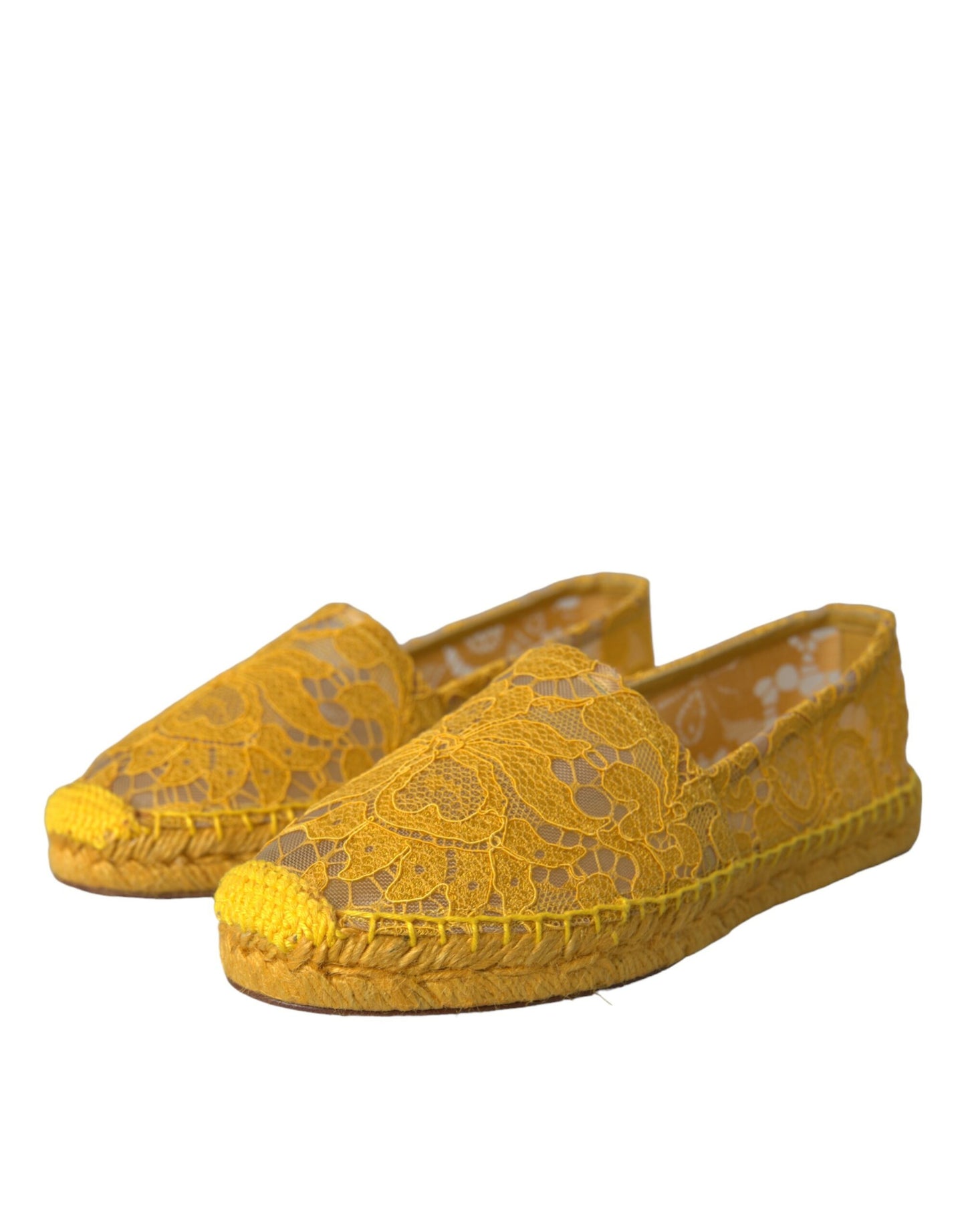 Dolce &amp; Gabbana – Gelbe Taormina-Espadrilles mit Spitze