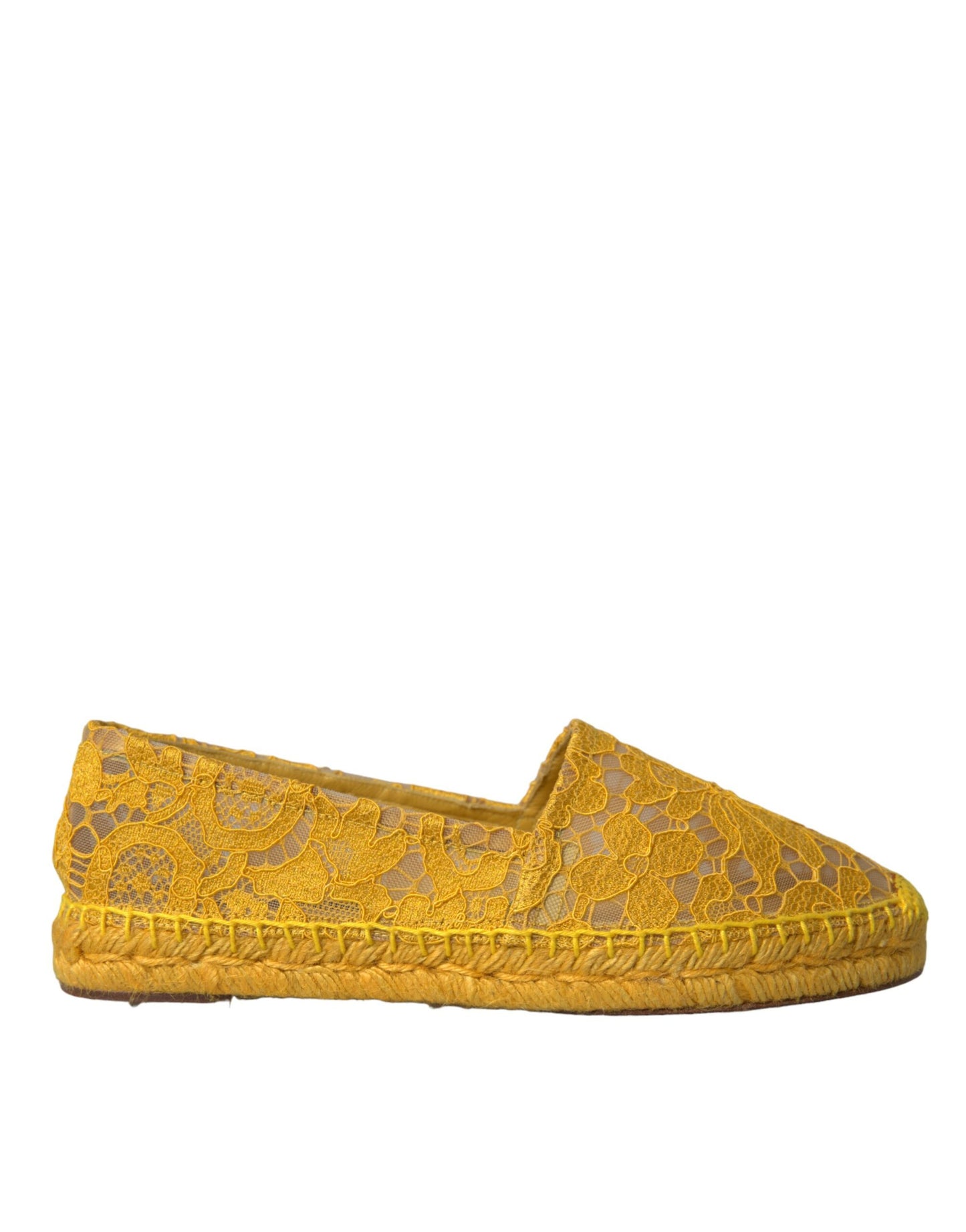 Dolce &amp; Gabbana – Gelbe Taormina-Espadrilles mit Spitze