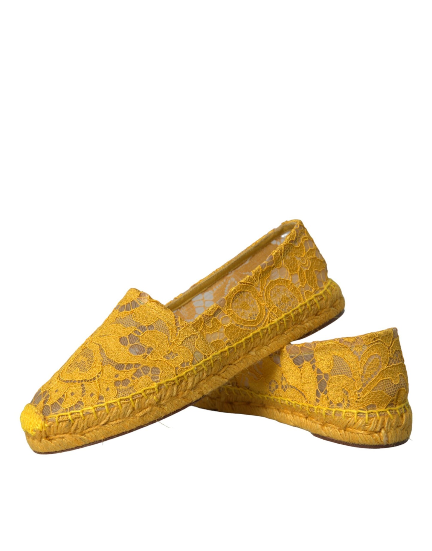 Dolce &amp; Gabbana – Gelbe Taormina-Espadrilles mit Spitze