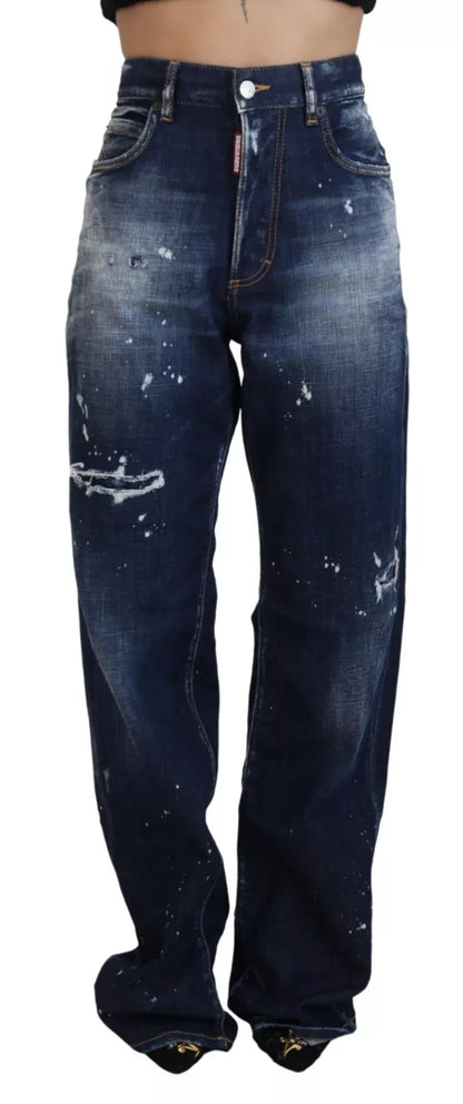 Dsquared² – San Diego – Blaue, zerfetzte Jeans mit hoher Taille