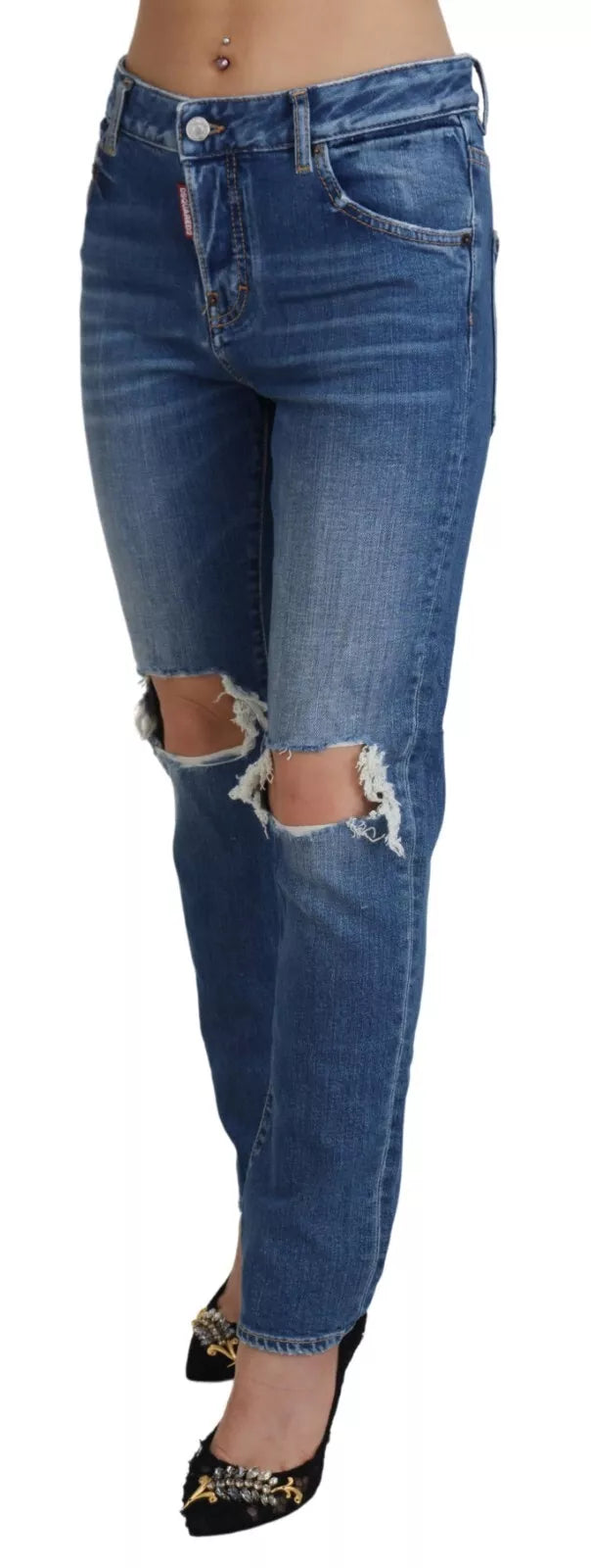 Dsquared² – Cool Girl – Blaue Distressed-Jeans mit mittelhohem Bund