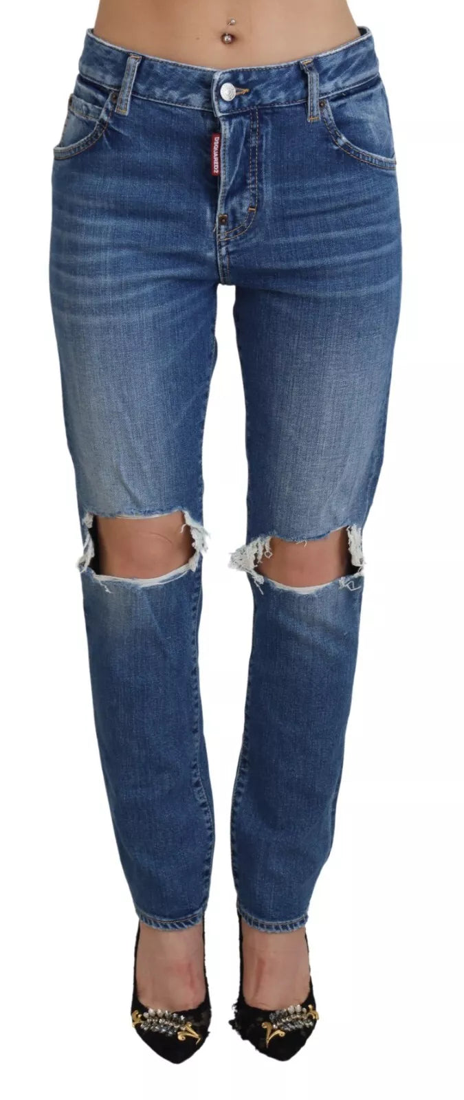 Dsquared² – Cool Girl – Blaue Distressed-Jeans mit mittelhohem Bund