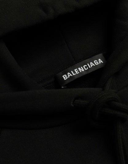 Balenciaga – Kapuzenpullover mit Logo aus schwarzer Baumwolle