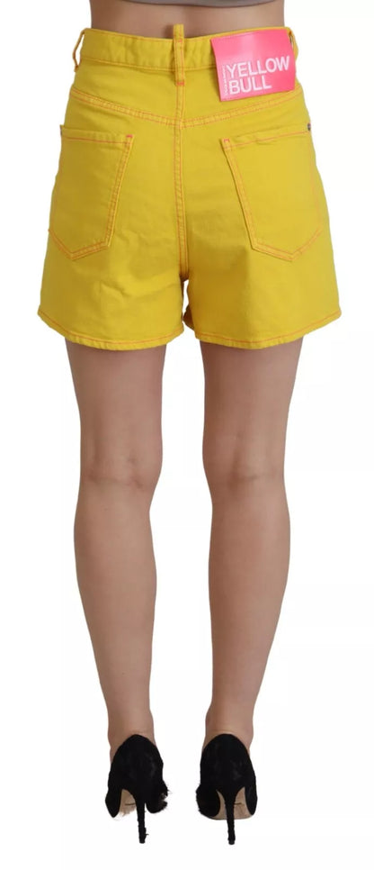 Dsquared² Gelbe Baggy-Hotpants-Shorts aus Baumwolle mit hoher Taille für Damen