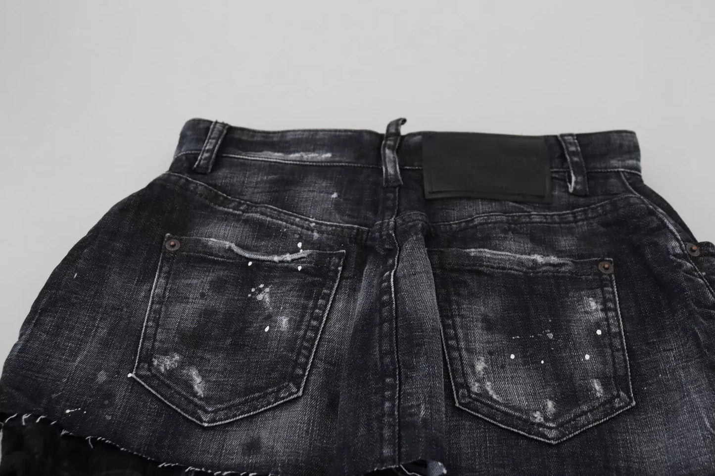 Dsquared² Schwarzer karierter Jeans-Minirock in A-Linie mit hoher Taille