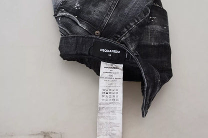 Dsquared² Schwarzer karierter Jeans-Minirock in A-Linie mit hoher Taille