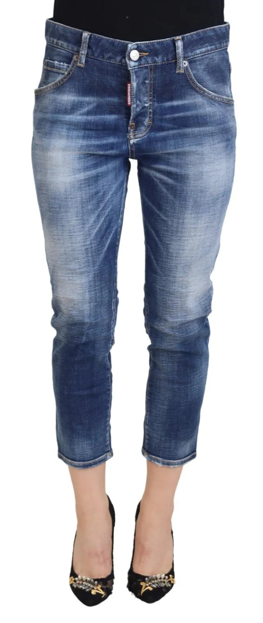 Dsquared² – Cropped-Jeans aus Baumwolle mit mittlerer Taille, Blau, Cool Girl