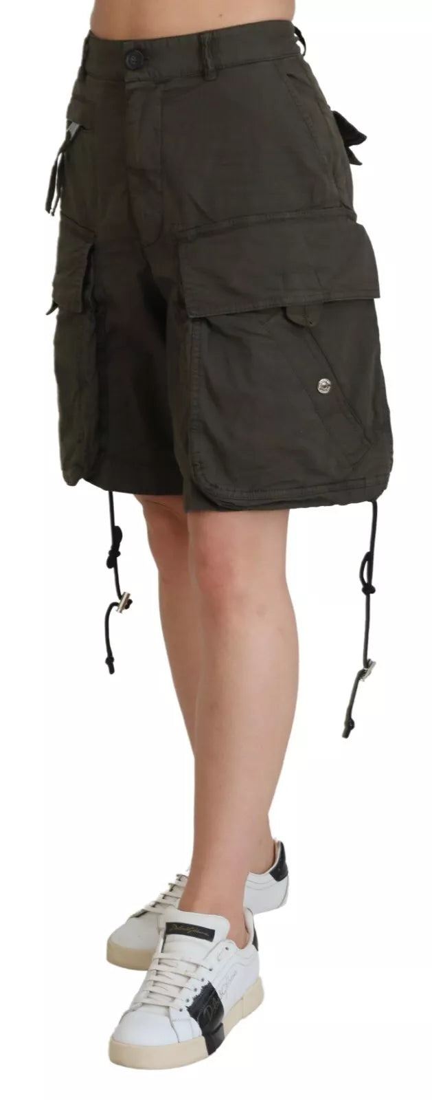 Dsquared² Grüne Cargo-Bermudashorts mit hoher Taille für Damen