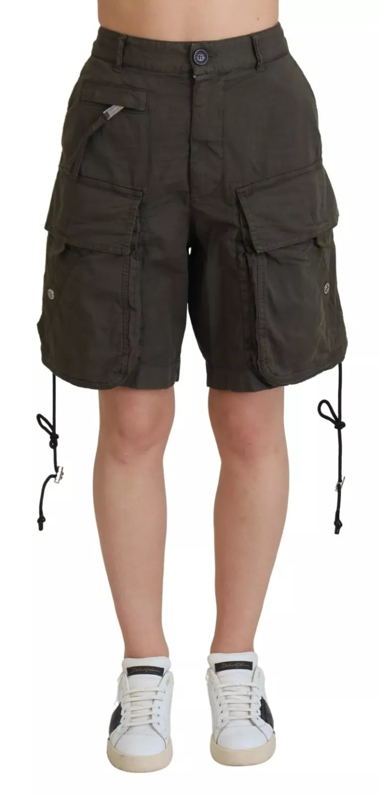 Dsquared² Grüne Cargo-Bermudashorts mit hoher Taille für Damen