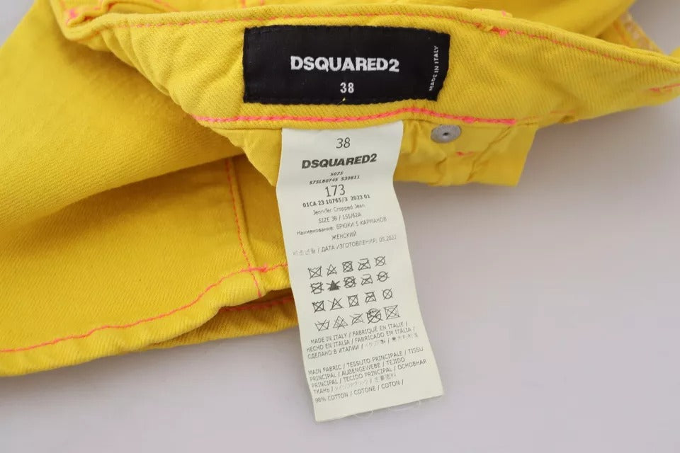 Dsquared² – Jennifer – Verkürzte Jeans aus Baumwolle mit niedriger Taille, Gelb