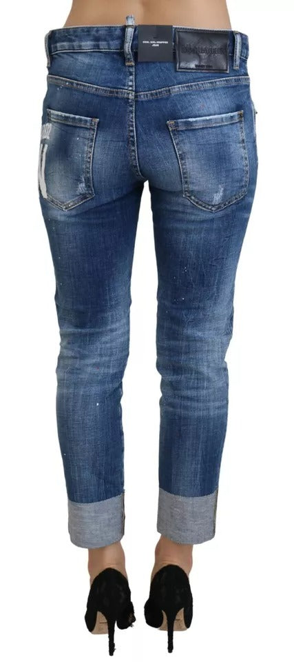 Dsquared² – Icon – Verkürzte Cool Girl-Jeans mit niedriger Taille, Blau