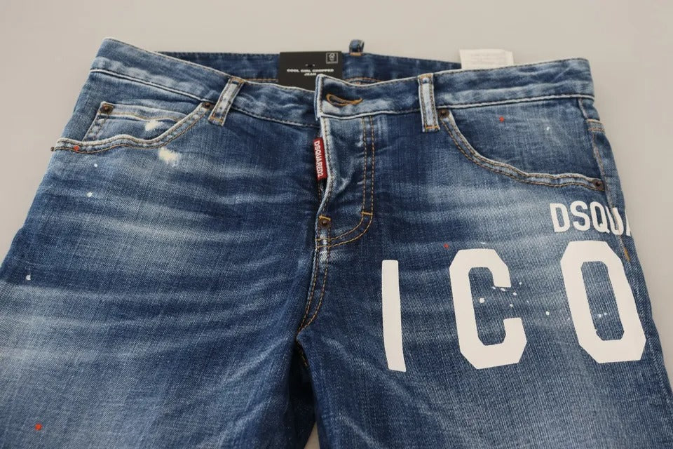 Dsquared² – Icon – Verkürzte Cool Girl-Jeans mit niedriger Taille, Blau