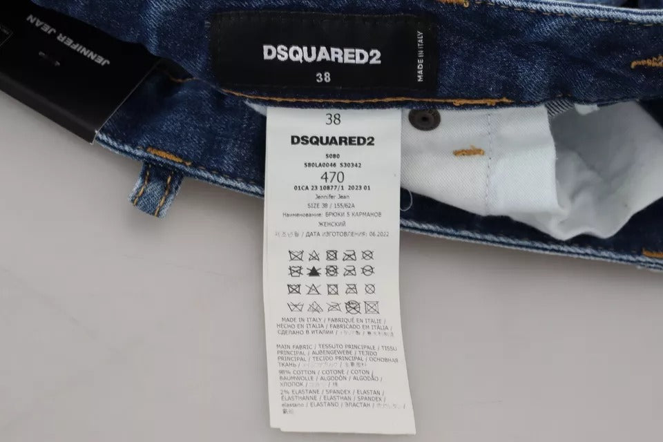 Dsquared² – Icon – Enge Jennifer-Jeans aus Denim mit niedriger Taille, Blau