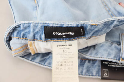 Dsquared² – Zerfetzte, verkürzte Jeans aus Twiggy-Denim mit mittelhohem Bund, blau