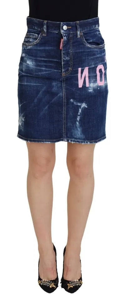 Dsquared² – Icon – Hoch taillierter Mini-Boston-Jeansrock aus Denim in Blau