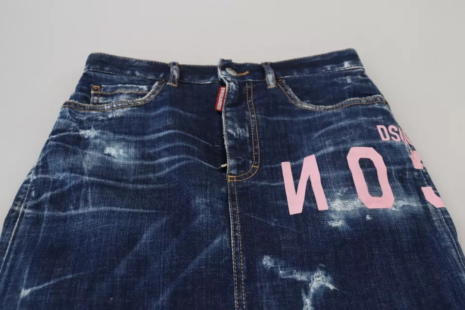 Dsquared² – Icon – Hoch taillierter Mini-Boston-Jeansrock aus Denim in Blau