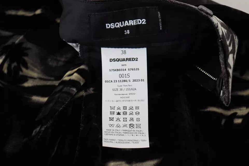 Dsquared² – Schwarze Super-Schlaghose mit hoher Taille und Print