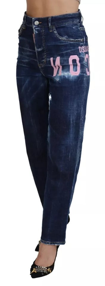 Dsquared² – Icon – Gerade geschnittene Boston-Jeans aus Denim mit hoher Taille, Blau