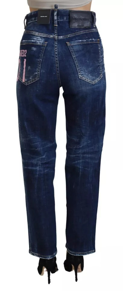 Dsquared² – Icon – Gerade geschnittene Boston-Jeans aus Denim mit hoher Taille, Blau