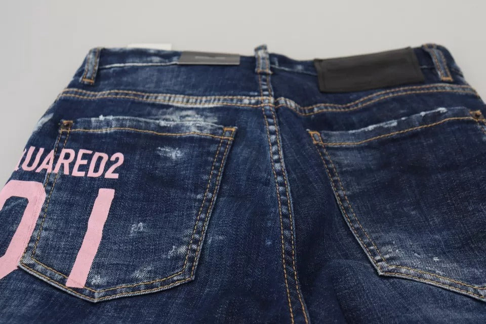 Dsquared² – Icon – Gerade geschnittene Boston-Jeans aus Denim mit hoher Taille, Blau