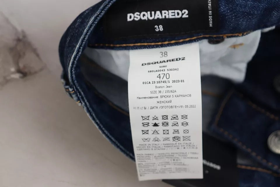 Dsquared² – Icon – Gerade geschnittene Boston-Jeans aus Denim mit hoher Taille, Blau