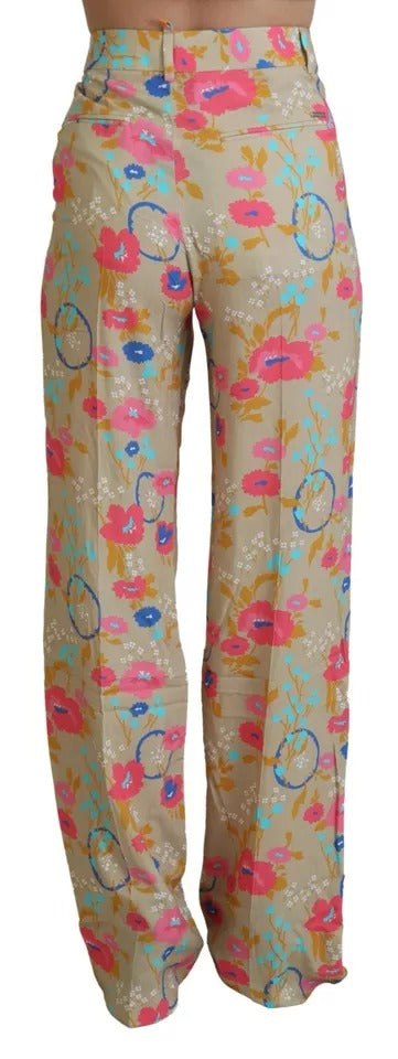 Dsquared² Beige Floral High Waist Straight Pants