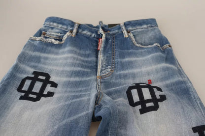 Dsquared² – Boston-Jeans aus verwaschenem Denim mit hoher Taille und geradem Bein in Blau