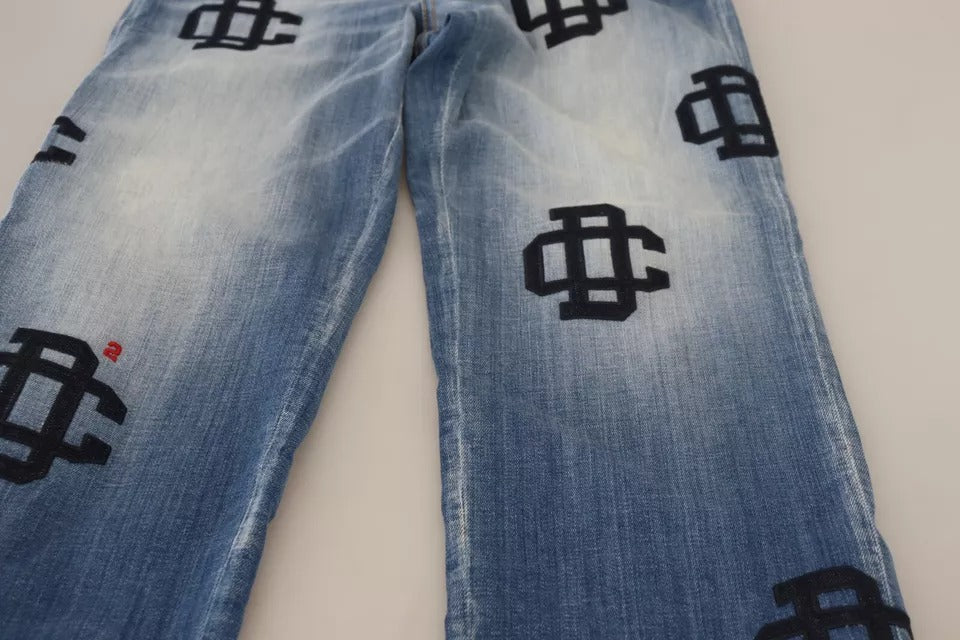 Dsquared² – Boston-Jeans aus verwaschenem Denim mit hoher Taille und geradem Bein in Blau