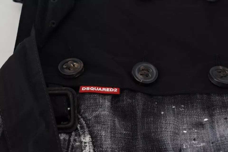 Dsquared² – Schwarzer, zerrissener A-Linien-Jeans-Minirock mit mittelhoher Taille