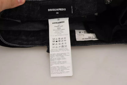 Dsquared² – Schwarzer, zerrissener A-Linien-Jeans-Minirock mit mittelhoher Taille