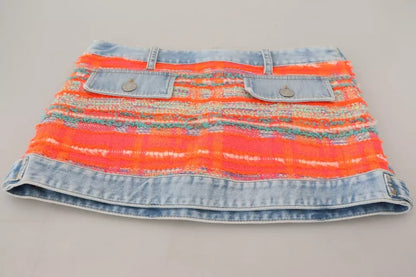 Dsquared² Multicolor Polyester Low Waist A-line Denim Skirt