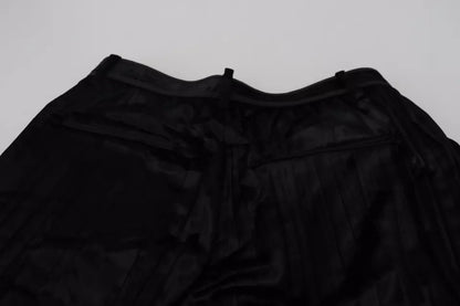 Dsquared² – Schwarze, plissierte Crop-Hose mit hoher Taille und weitem Bein