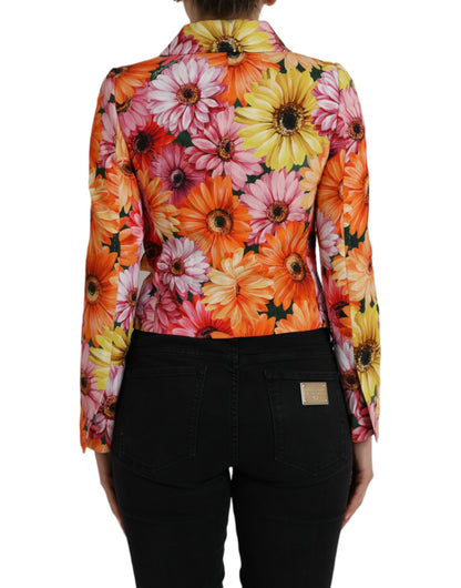 Dolce &amp; Gabbana Mehrfarbiger Blazer-Mantel aus Brokat mit Blumenmuster