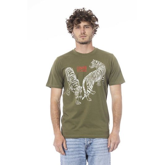 Cavalli Class Grünes Baumwoll-T-Shirt für Herren