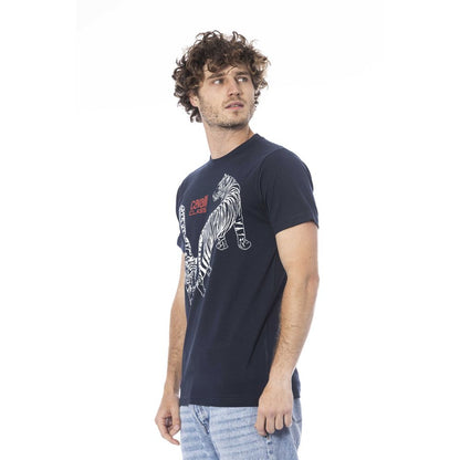 Cavalli Class - Blaues Baumwoll-T-Shirt für Herren