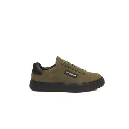 Cerruti 1881 Green Leather Men Sneaker