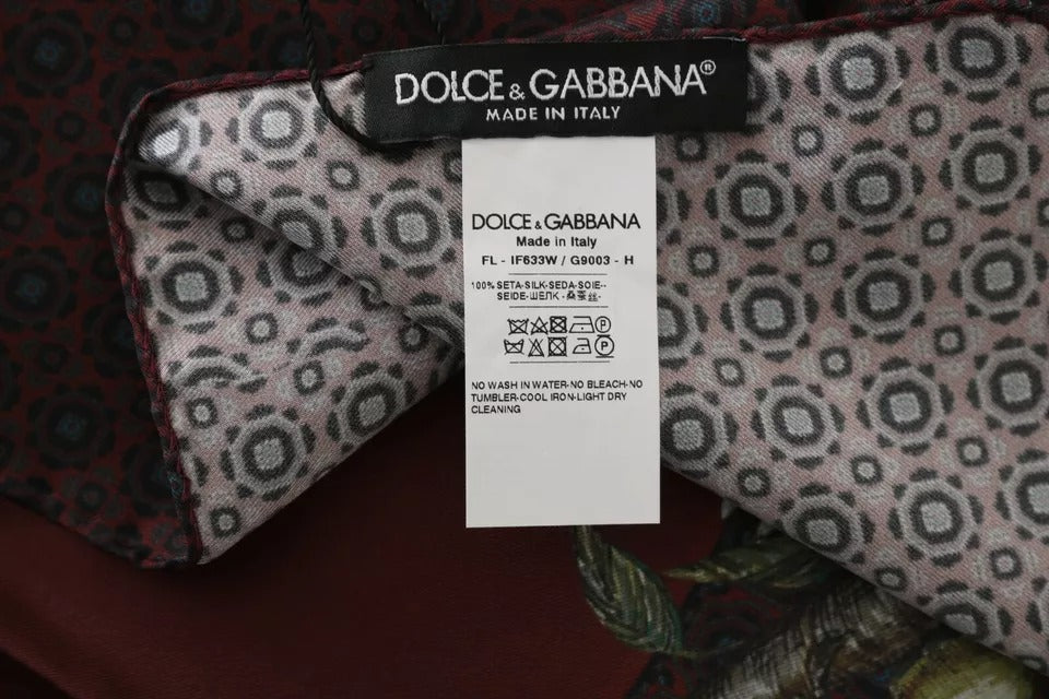 Dolce &amp; Gabbana – Wickelschal für Damen aus 100 % Seide in Bordeaux mit Blumenmuster