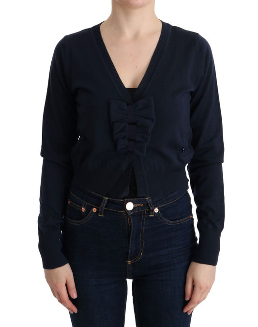 Pull chemisier en laine bleu