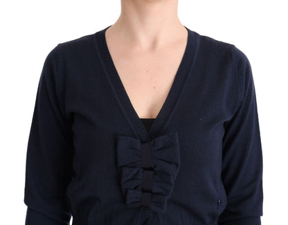 Pull chemisier en laine bleu