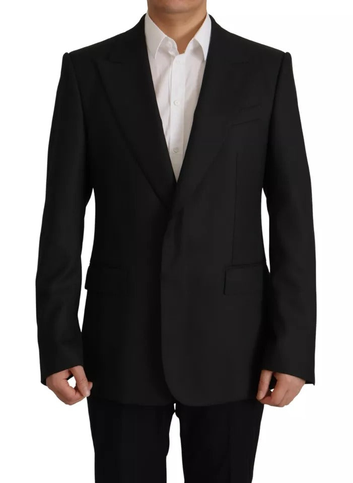 Dolce &amp; Gabbana – Einreihiger Blazer aus schwarzem Polyester