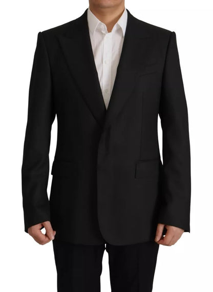 Dolce &amp; Gabbana – Einreihiger Blazer aus schwarzem Polyester