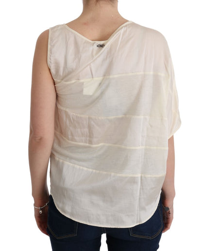 Beige asymmetrische Top-Bluse