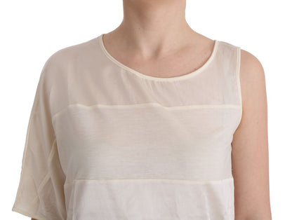 Beige asymmetrische Top-Bluse