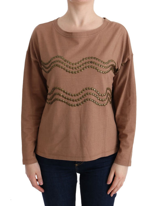 John Galliano Chic Brown Crewneck Cotton Sweater