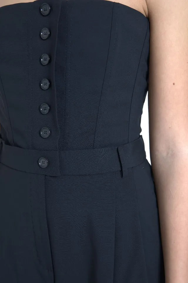 Dolce &amp; Gabbana – Trägerloses Jumpsuit-Kleid aus schwarzer Wollstretch