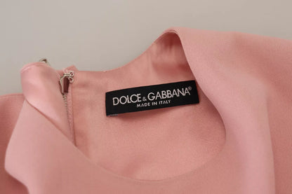 Dolce &amp; Gabbana – Rosa A-Linien-Kleid aus ausgestelltem Viskose mit 3/4-Ärmeln