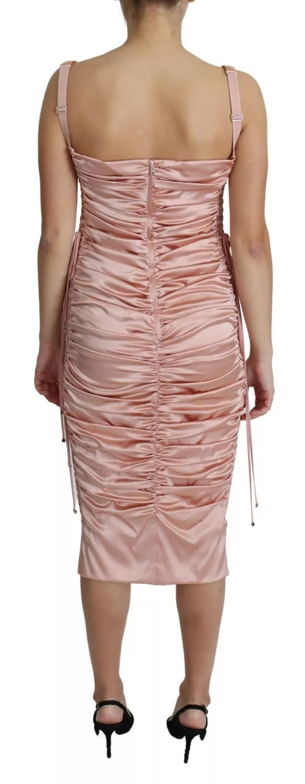 Dolce & Gabbana Pink Spaghetti Strap Bodycon Midi Dress