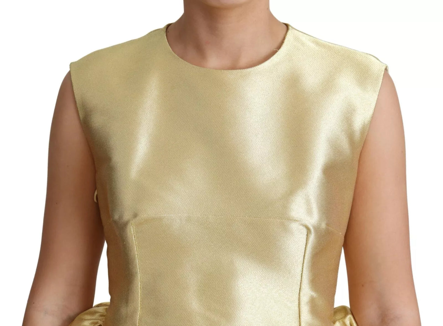 Dolce &amp; Gabbana Polyester Gold ärmelloses A-Linien-Tüllkleid